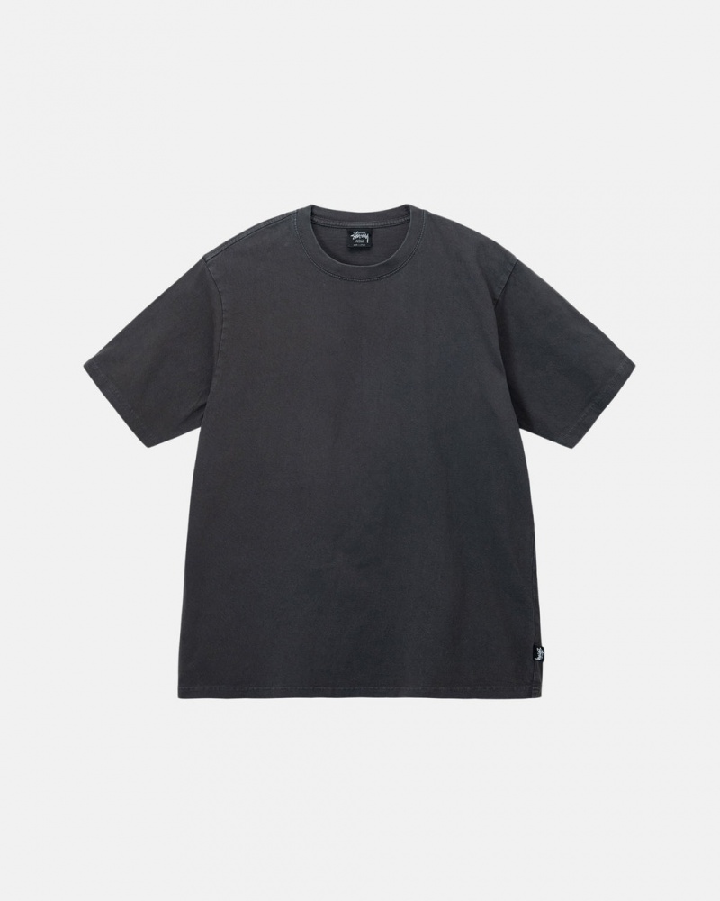 Stussy Pigment Dyed Crew Men T Shirt Black | UCO-8961