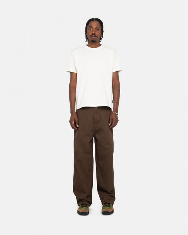 Stussy Pigment Dyed Crew Men Tops Beige | HEB-8503