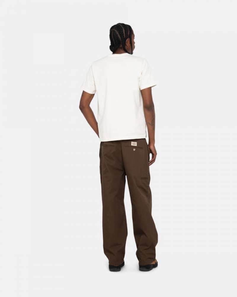 Stussy Pigment Dyed Crew Men Tops Beige | HEB-8503