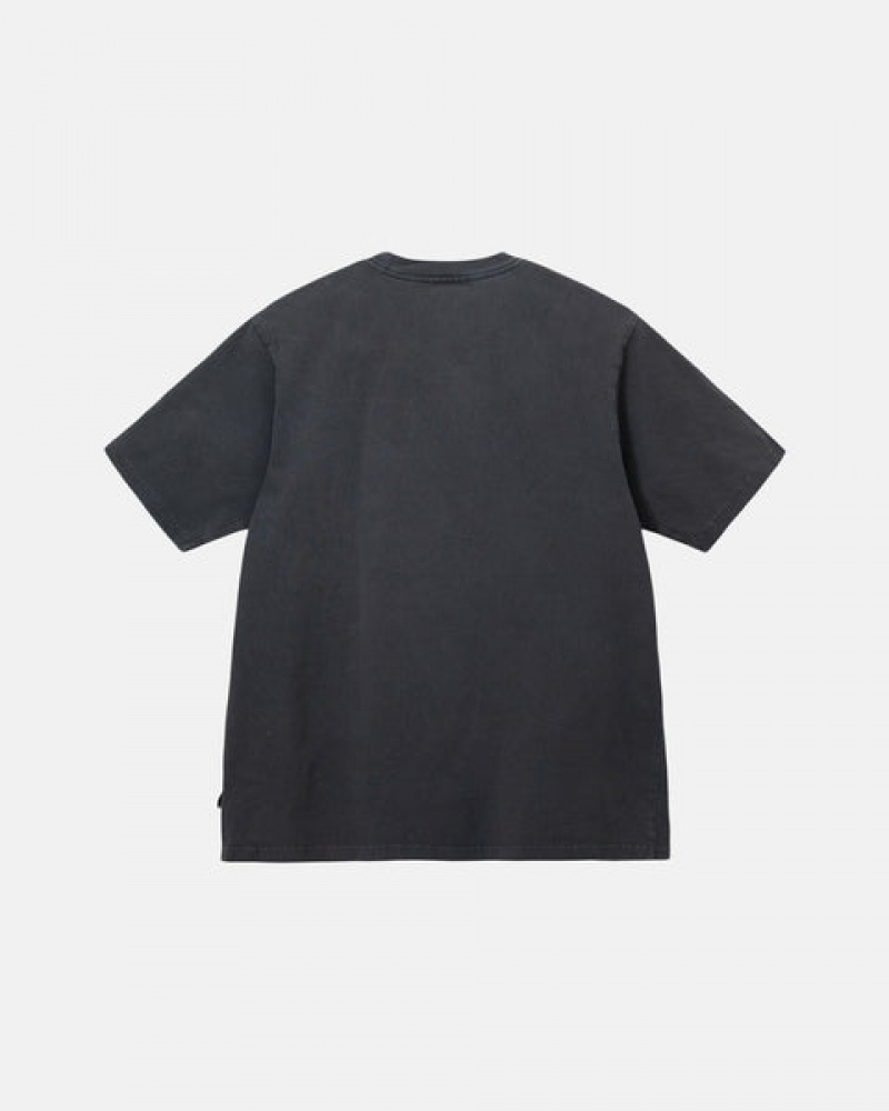 Stussy Pigment Dyed Crew Men Tops Black | YRW-8946