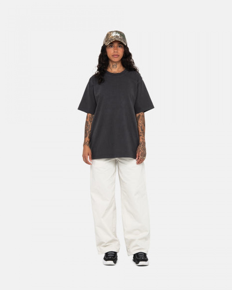 Stussy Pigment Dyed Crew Men Tops Black | YRW-8946