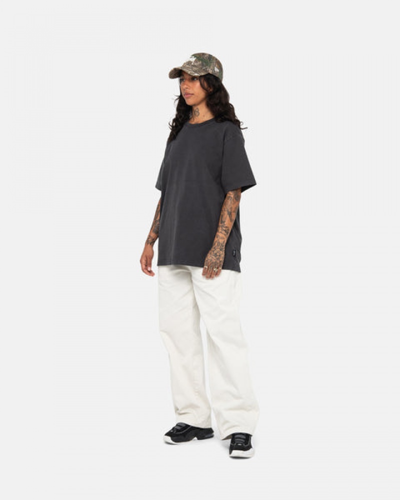 Stussy Pigment Dyed Crew Men Tops Black | YRW-8946