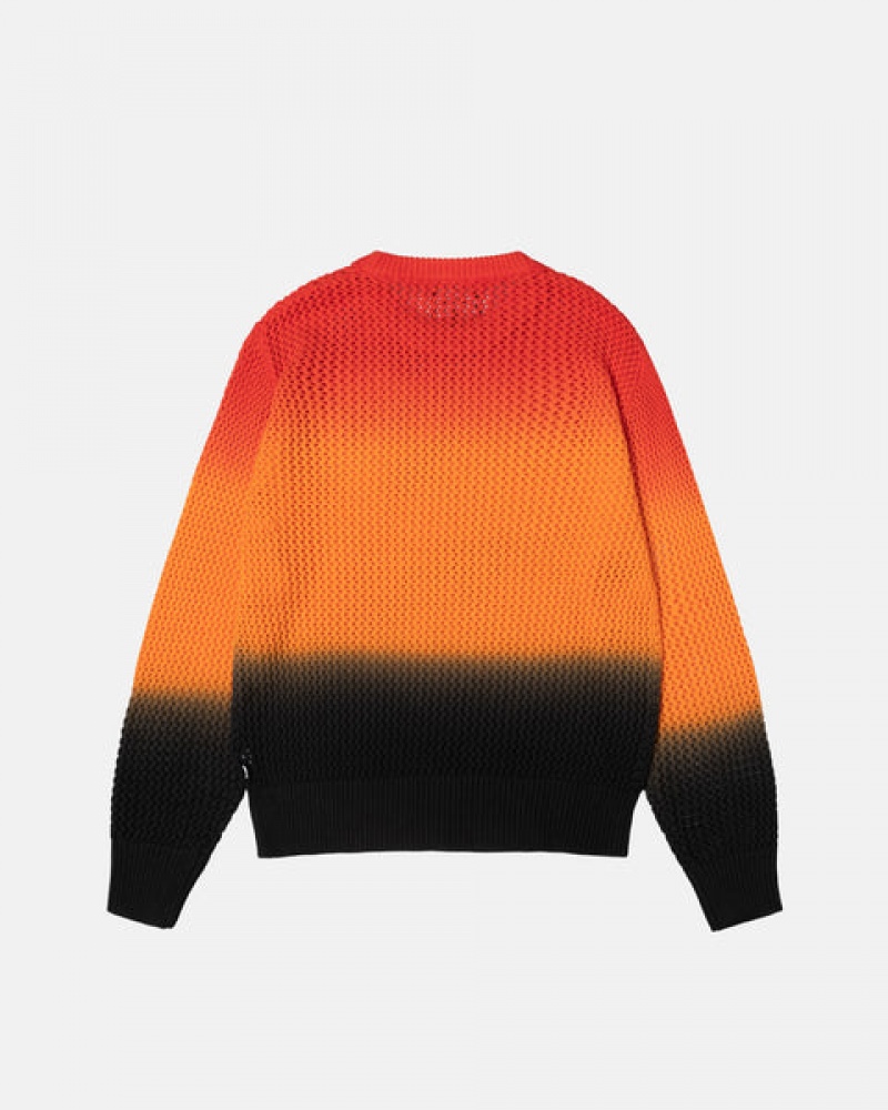 Stussy Pigment Dyed Loose Gauge Knit Sweater Men Sweaters Black / Red | IRR-2131