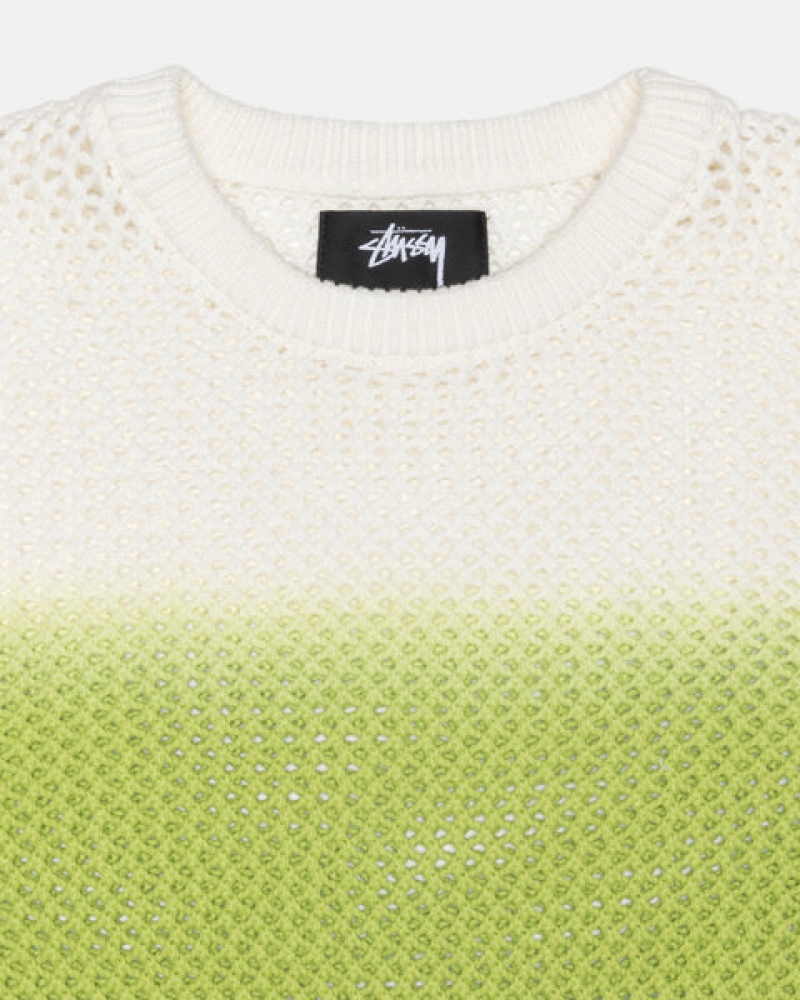 Stussy Pigment Dyed Loose Gauge Knit Sweater Women Sweaters Dark Green | LOR-8400