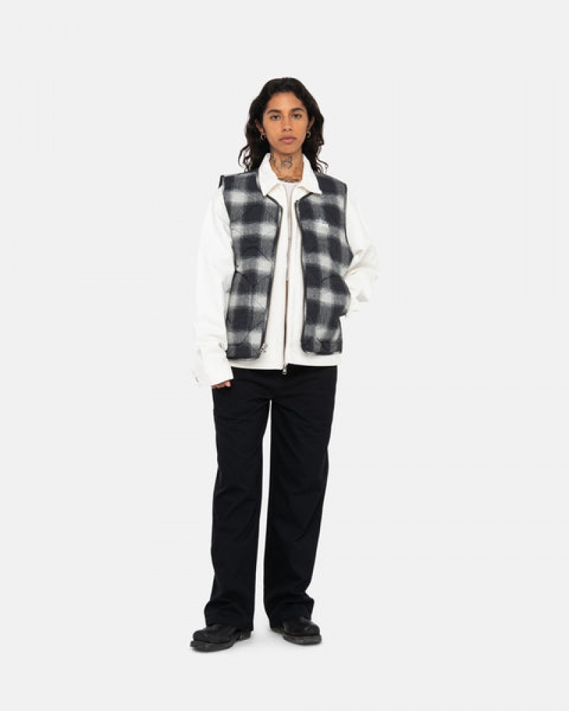 Stussy Plaid Nylon Liner Vest Men Vest Black | VLC-1750