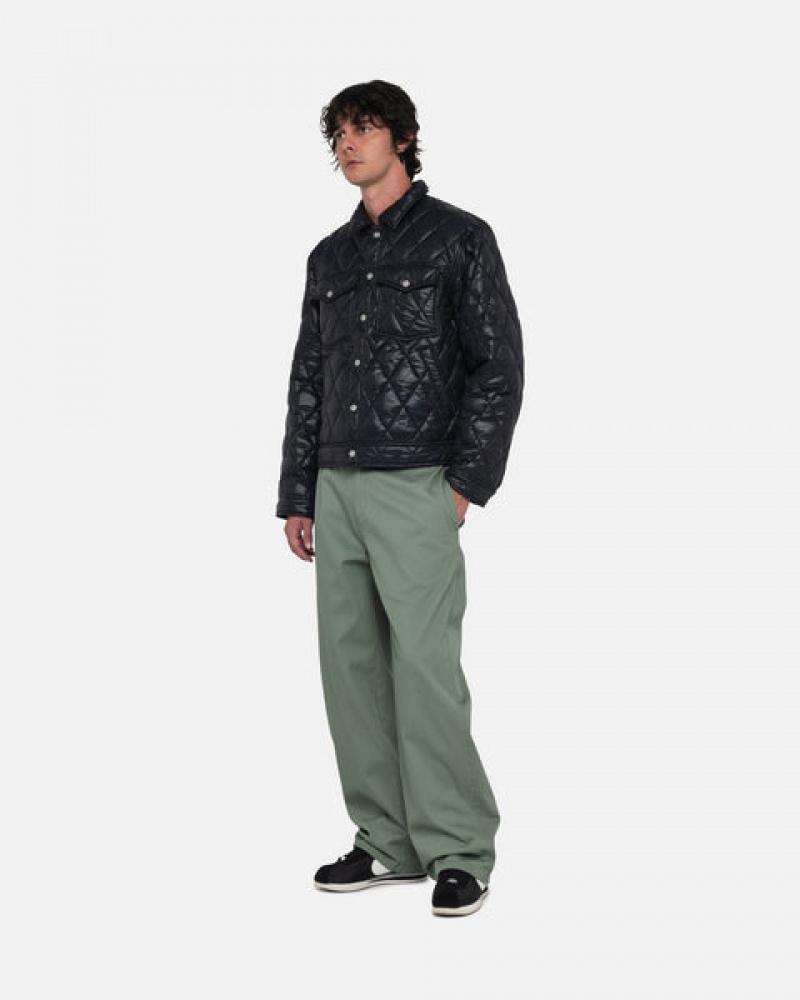 Stussy Ranch Jacket Quilted Nylon Men Jackets Black | PKQ-5880