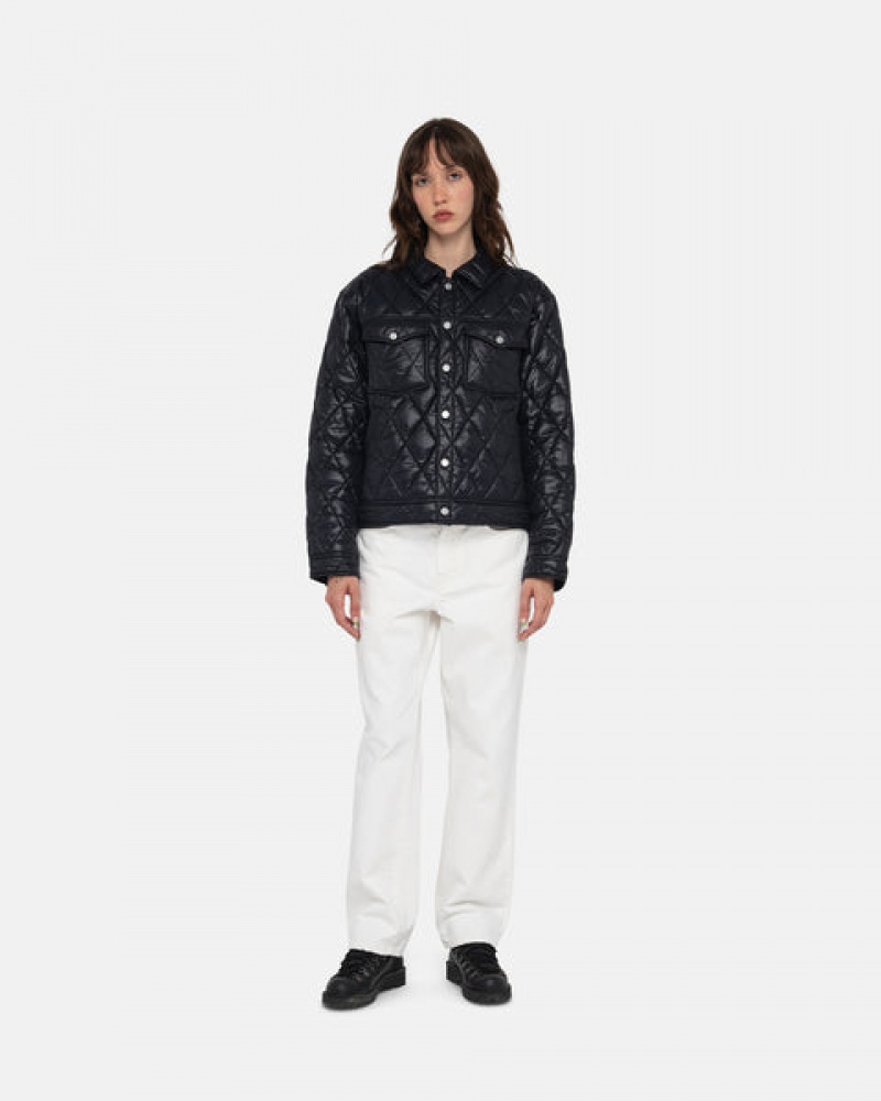 Stussy Ranch Jacket Quilted Nylon Men Jackets Black | PKQ-5880