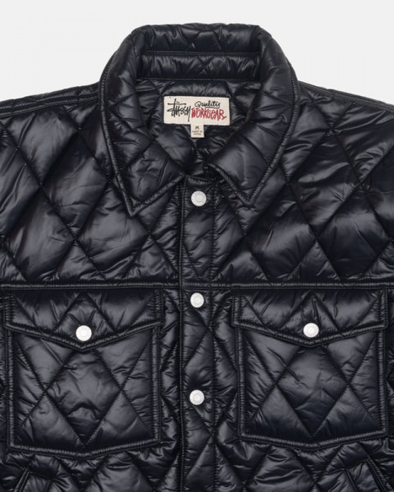 Stussy Ranch Jacket Quilted Nylon Men Jackets Black | PKQ-5880