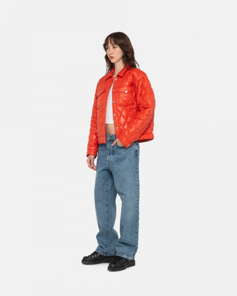 Stussy Ranch Jacket Quilted Nylon Men Jackets Red | RKE-2552