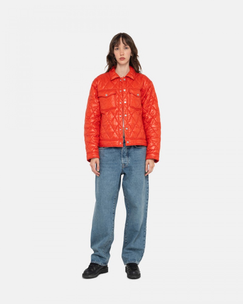 Stussy Ranch Jacket Quilted Nylon Men Jackets Red | RKE-2552