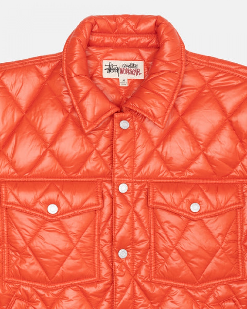 Stussy Ranch Jacket Quilted Nylon Men Jackets Red | RKE-2552