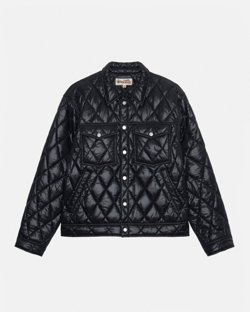 Stussy Ranch Jacket Quilted Nylon Women Jackets Black | OMQ-3883