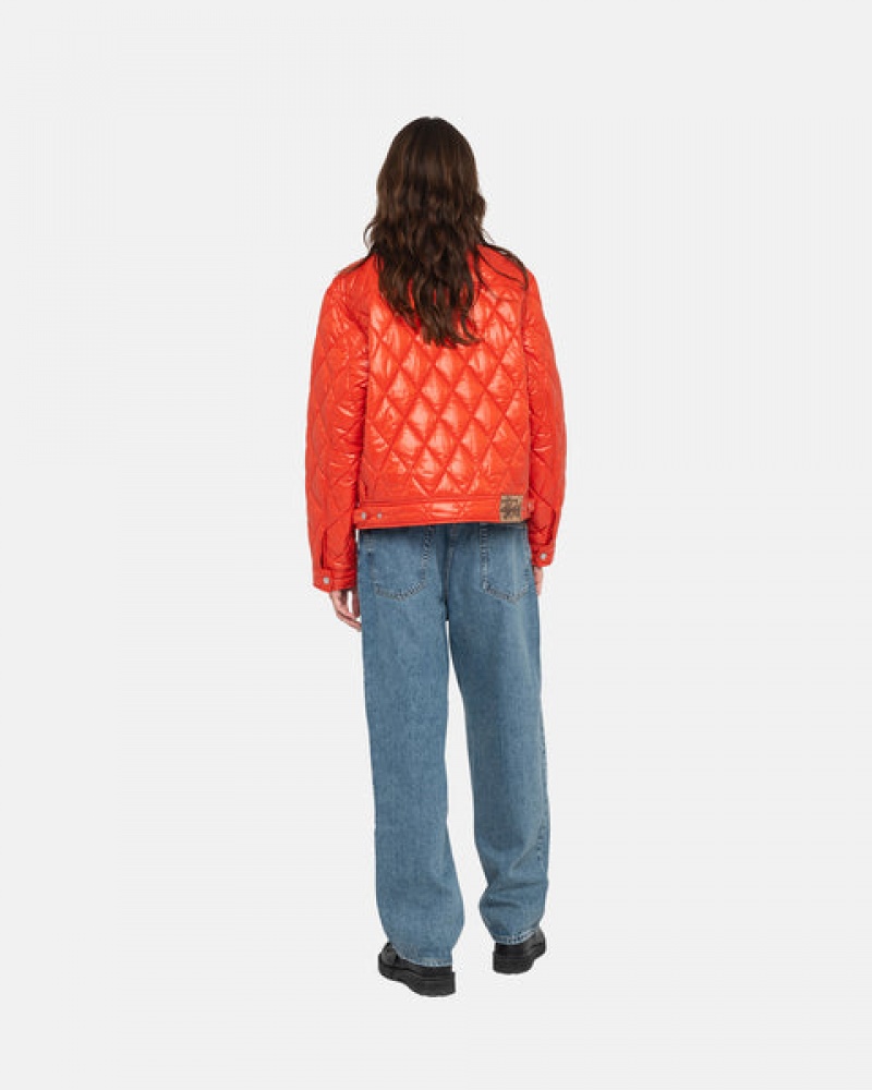 Stussy Ranch Jacket Quilted Nylon Women Jackets Red | THE-1235