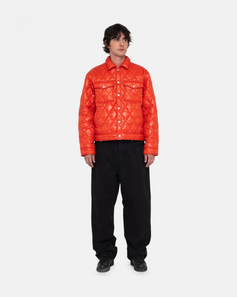 Stussy Ranch Jacket Quilted Nylon Women Jackets Red | THE-1235