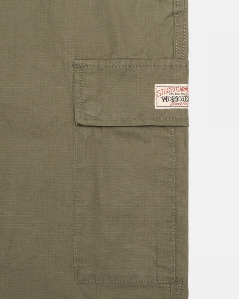 Stussy Ripstop Cargo Beach Pant Men Pants Olive | RYQ-2209