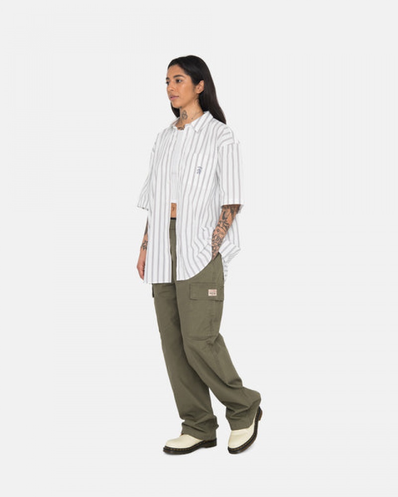 Stussy Ripstop Cargo Beach Pant Women Pants Olive | MYB-4162