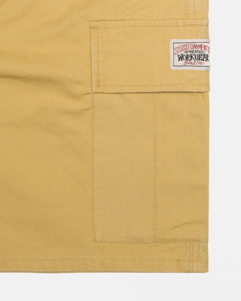 Stussy Ripstop Cargo Beach Short Men Shorts Yellow | ULO-2018