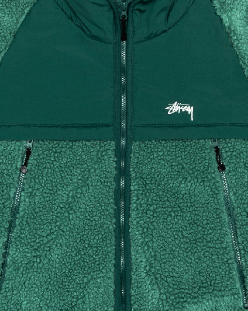 Stussy Sherpa Paneled Hooded Jacket Men Jackets Turquoise | IUT-4719