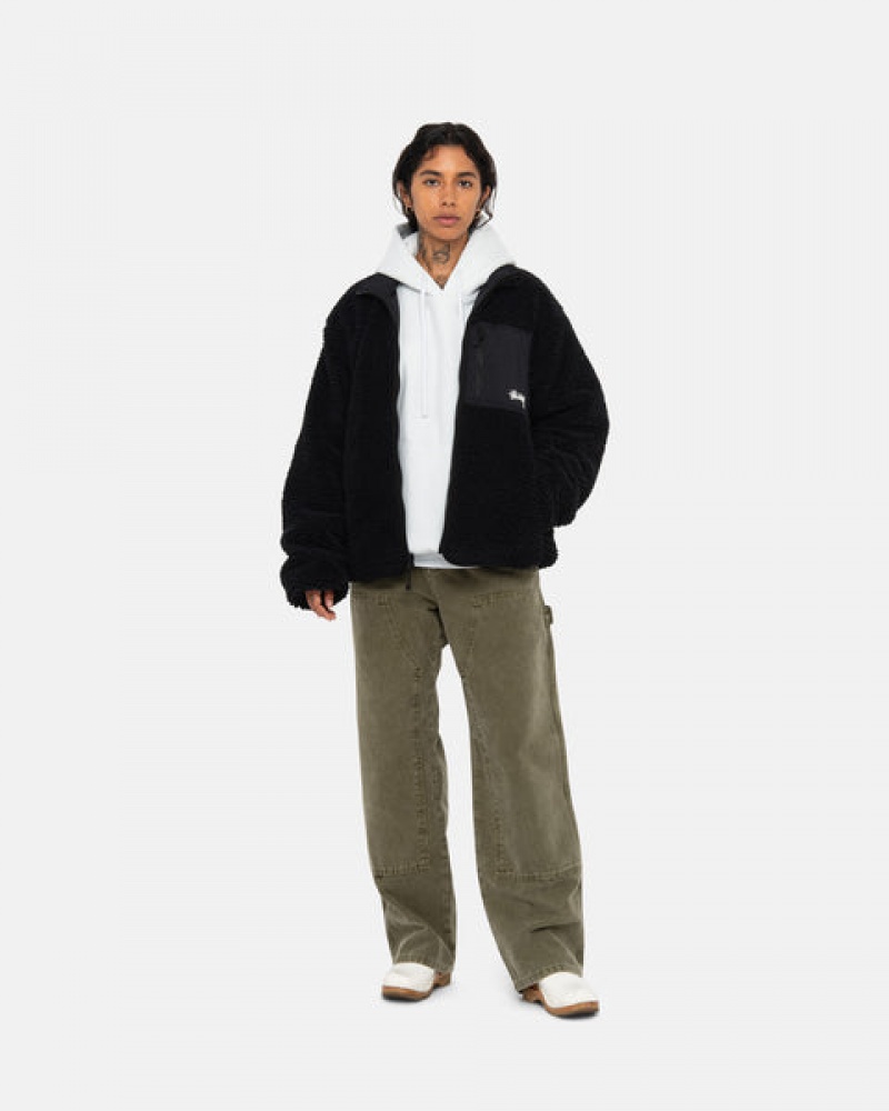 Stussy Sherpa Reversible Jacket Men Jackets Black | AOA-1514