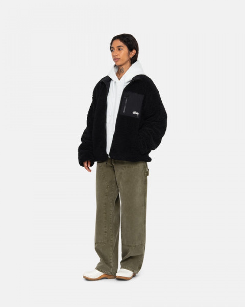 Stussy Sherpa Reversible Jacket Men Jackets Black | AOA-1514