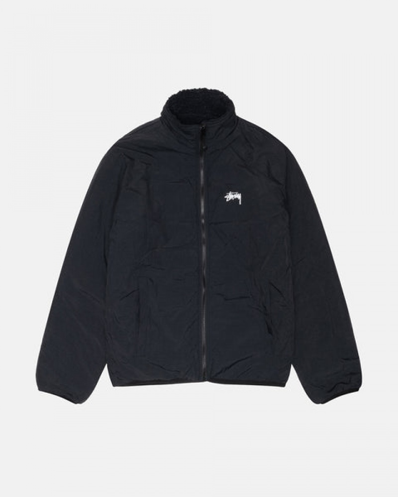 Stussy Sherpa Reversible Jacket Men Jackets Black | AOA-1514