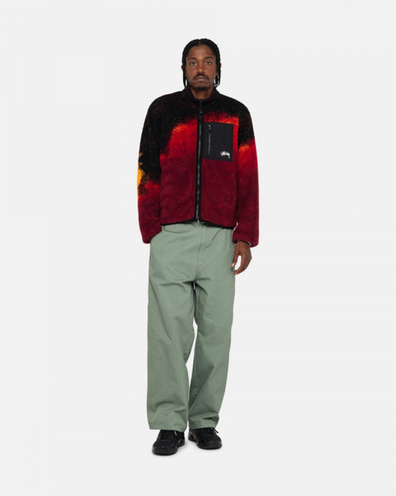 Stussy Sherpa Reversible Jacket Men Jackets Black / Red | HSG-7039