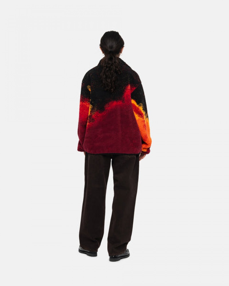 Stussy Sherpa Reversible Jacket Men Jackets Black / Red | HSG-7039