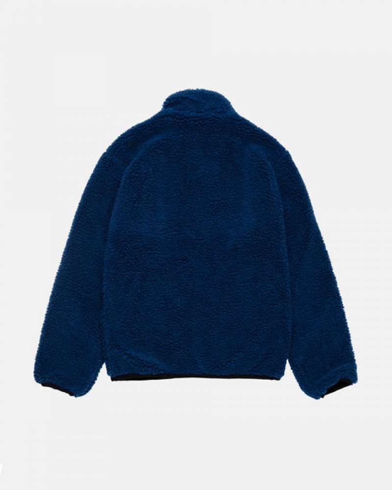 Stussy Sherpa Reversible Jacket Men Jackets Blue | CZE-4855