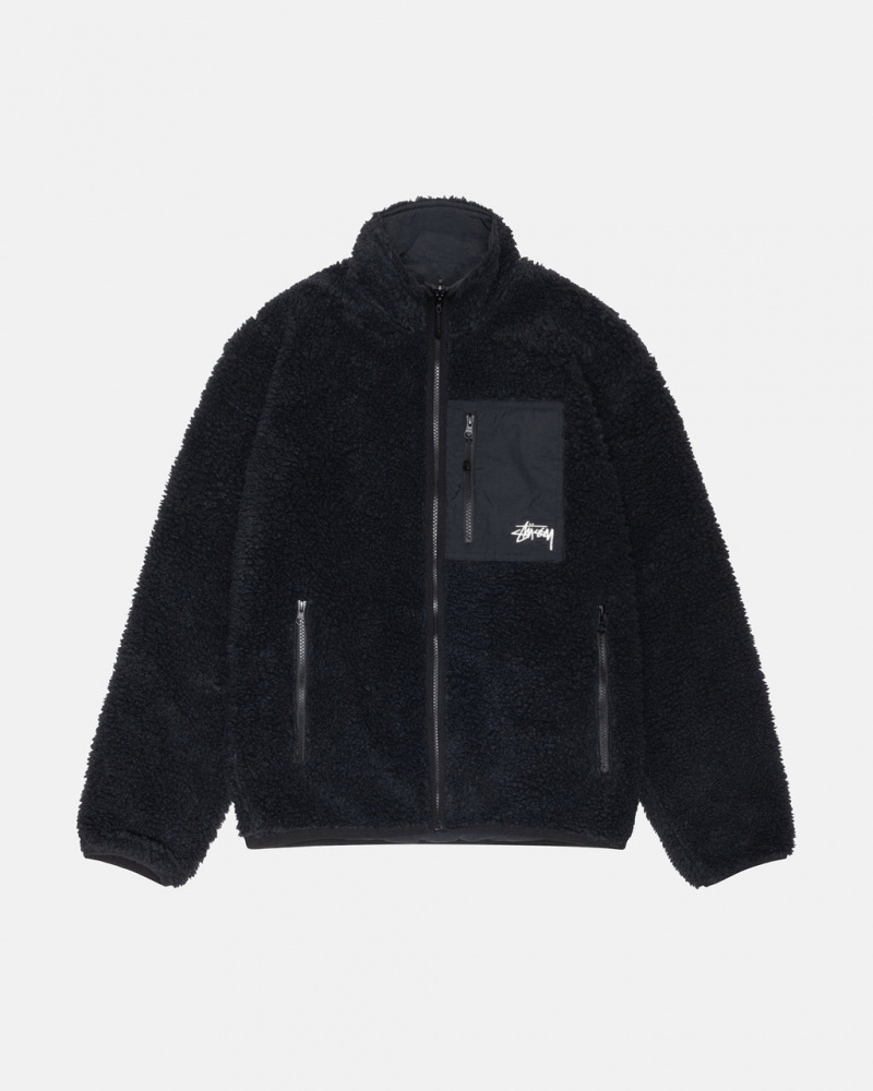 Stussy Sherpa Reversible Jacket Women Jackets Black | AEN-4042