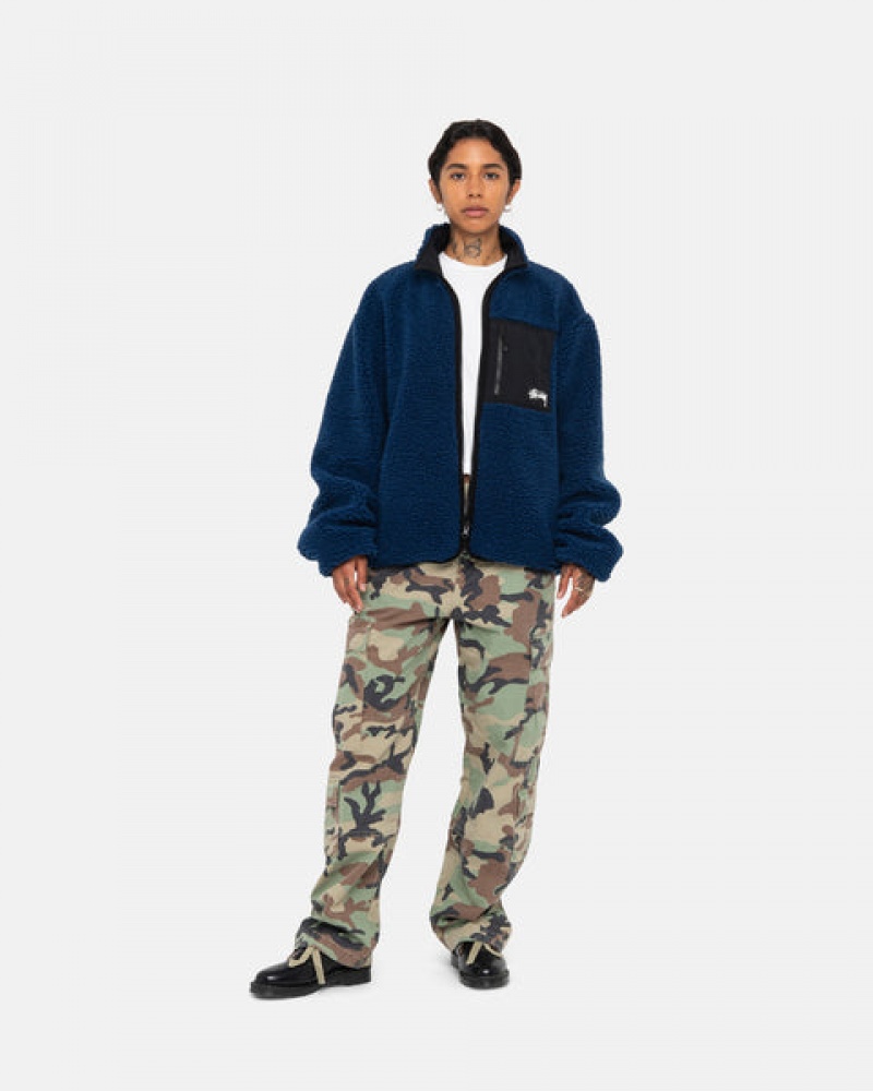 Stussy Sherpa Reversible Jacket Women Jackets Blue | RMA-4676