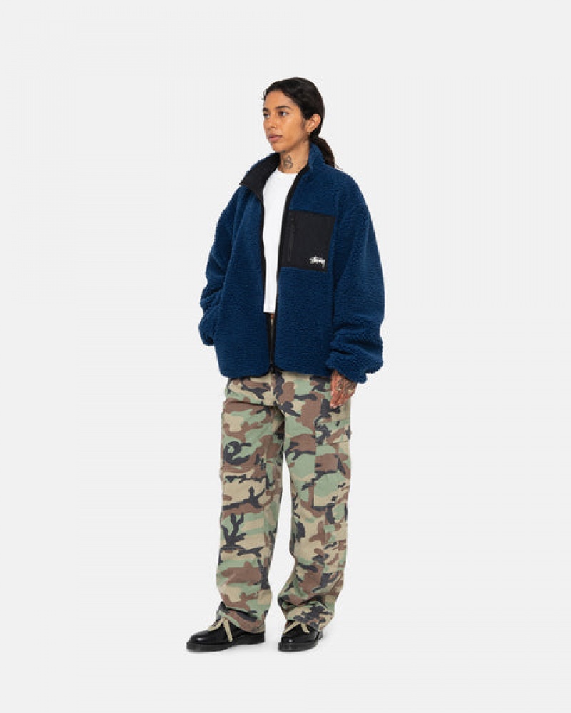 Stussy Sherpa Reversible Jacket Women Jackets Blue | RMA-4676