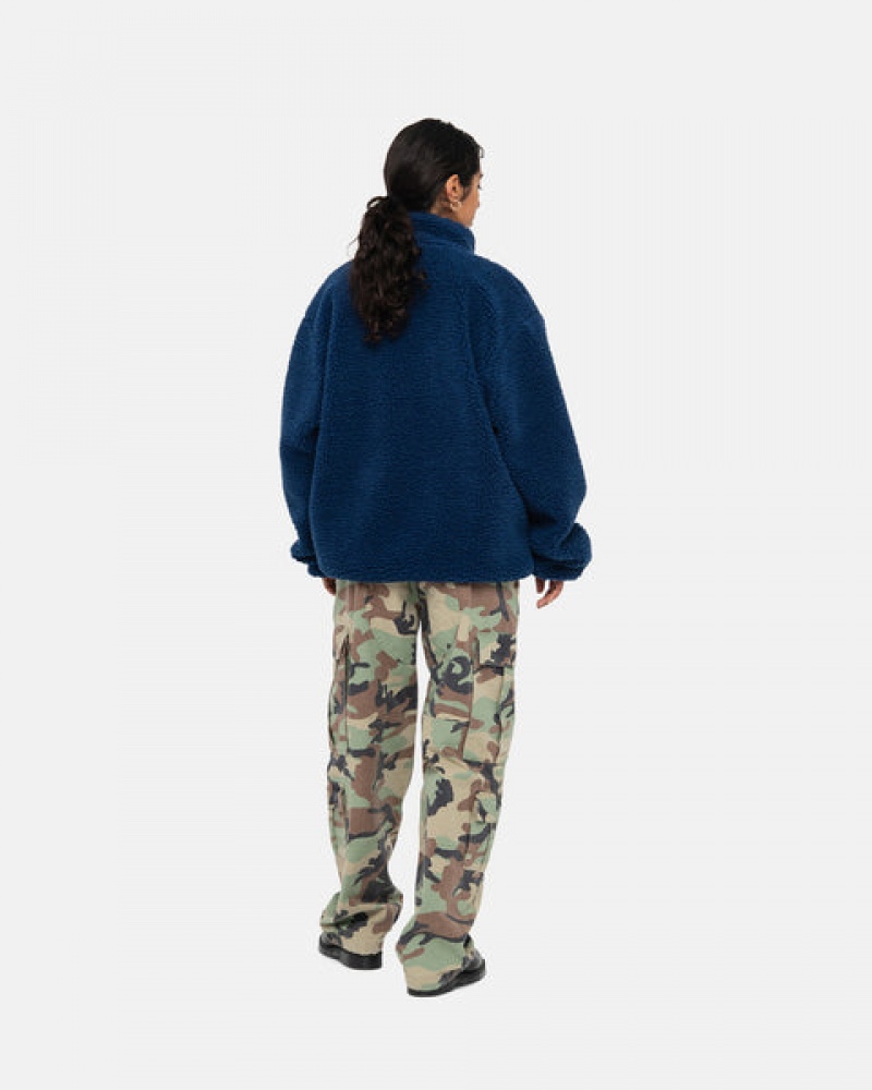 Stussy Sherpa Reversible Jacket Women Jackets Blue | RMA-4676