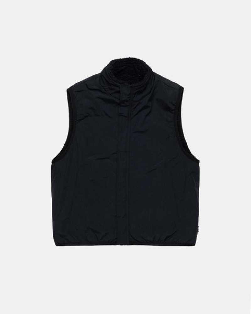 Stussy Sherpa Reversible Vest Men Vest Black | GJY-7028