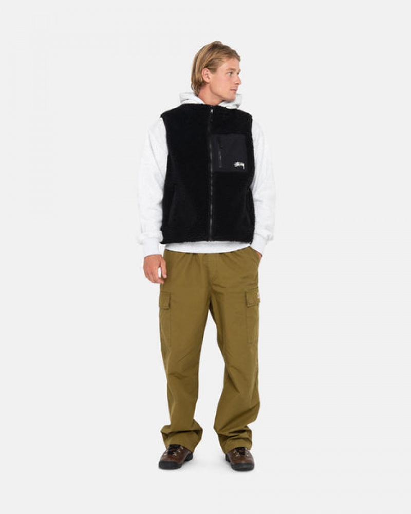 Stussy Sherpa Reversible Vest Men Vest Black | GJY-7028