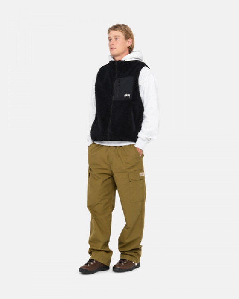 Stussy Sherpa Reversible Vest Men Vest Black | GJY-7028