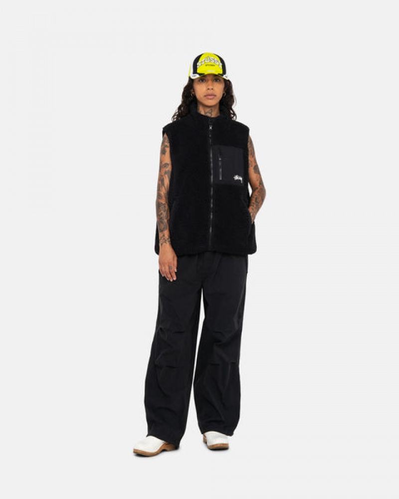 Stussy Sherpa Reversible Vest Men Vest Black | GJY-7028