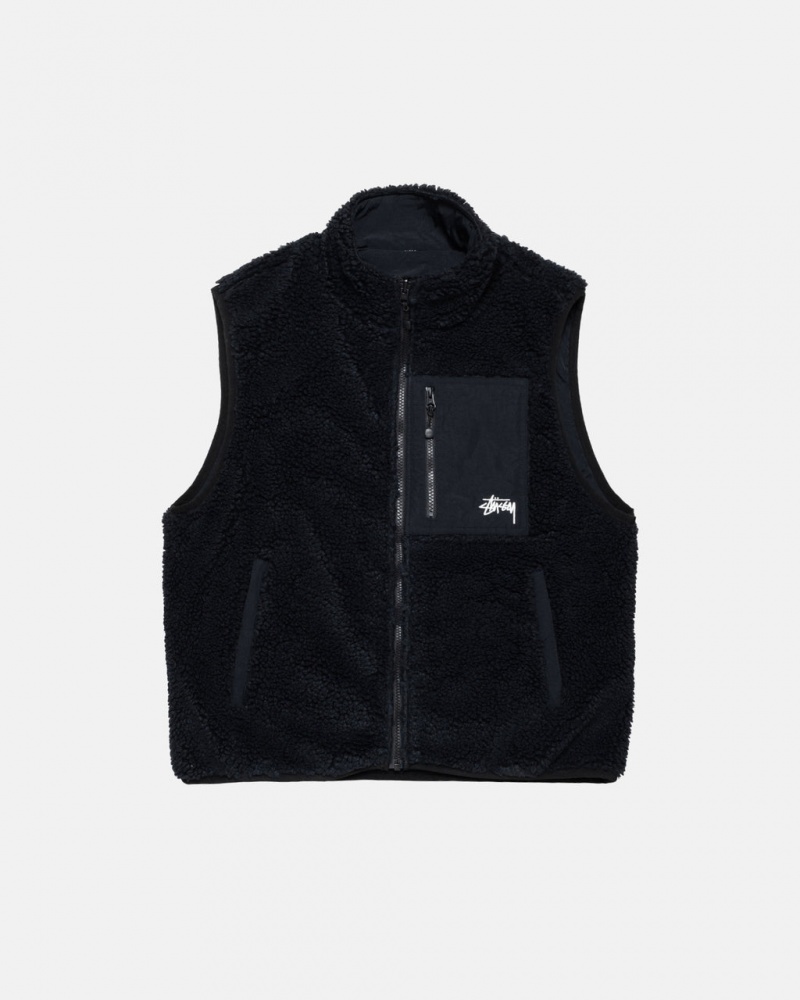 Stussy Sherpa Reversible Vest Men Vest Black | GJY-7028