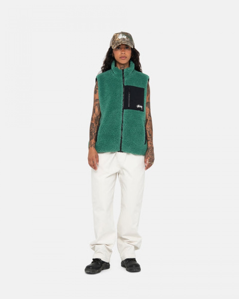 Stussy Sherpa Reversible Vest Men Vest Turquoise | JQN-9348