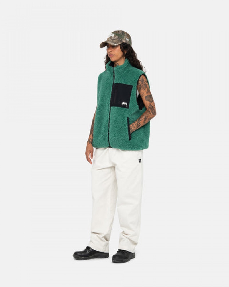 Stussy Sherpa Reversible Vest Men Vest Turquoise | JQN-9348