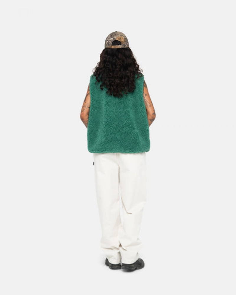 Stussy Sherpa Reversible Vest Men Vest Turquoise | JQN-9348