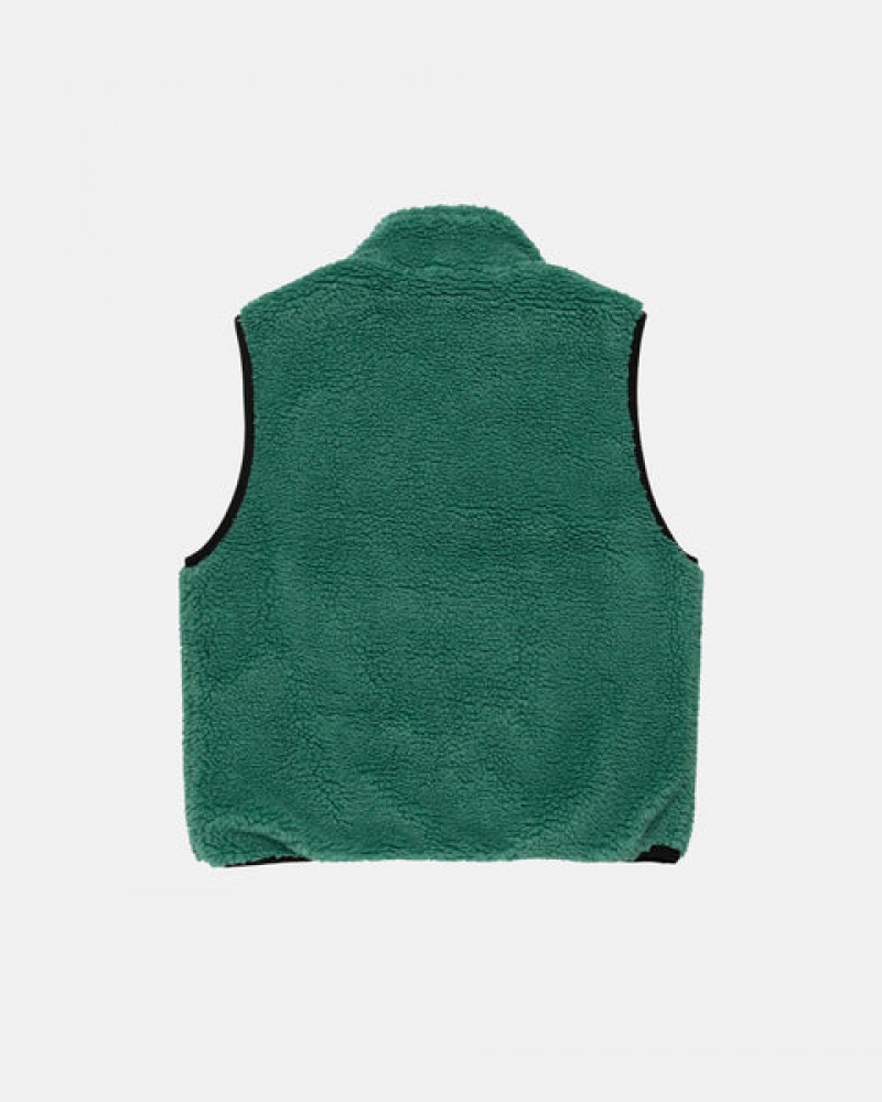 Stussy Sherpa Reversible Vest Men Vest Turquoise | JQN-9348