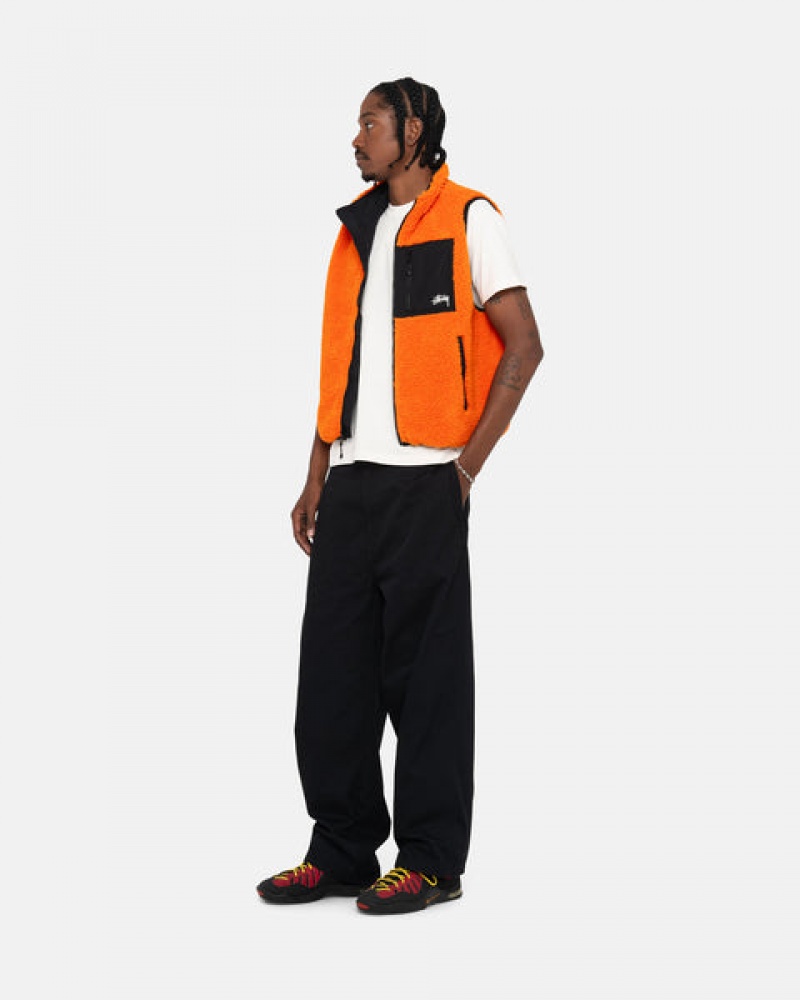 Stussy Sherpa Reversible Vest Men Vest Yellow | NLV-9562