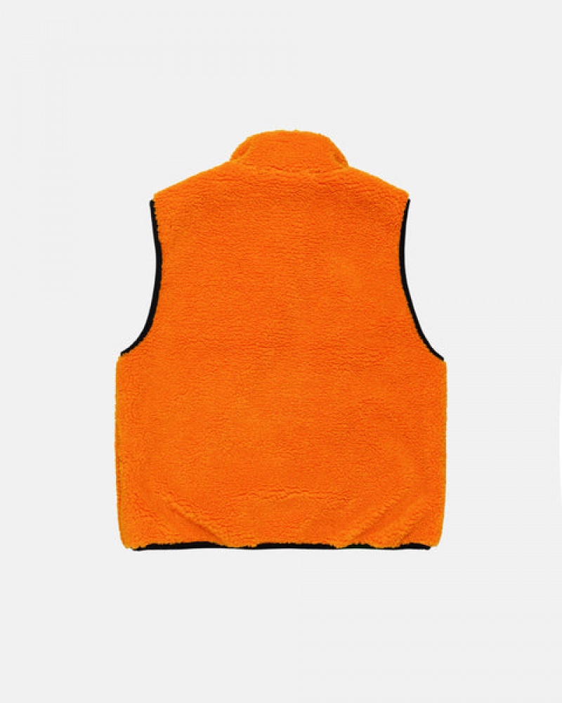 Stussy Sherpa Reversible Vest Men Vest Yellow | NLV-9562