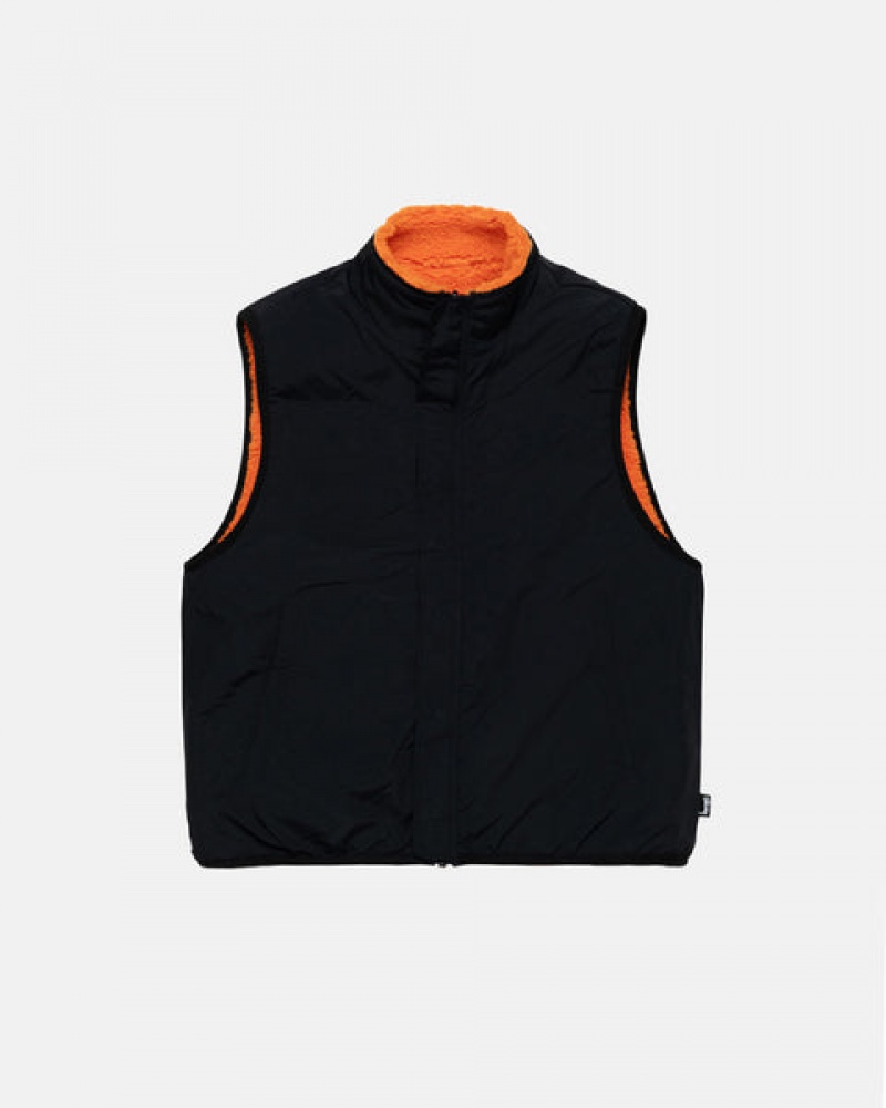 Stussy Sherpa Reversible Vest Men Vest Yellow | NLV-9562