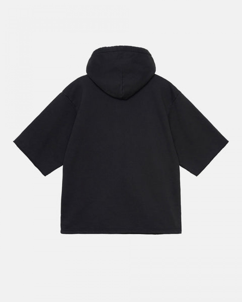 Stussy Ss Boxy Cropped Hoodie Men Hoodie Black | SMY-1080