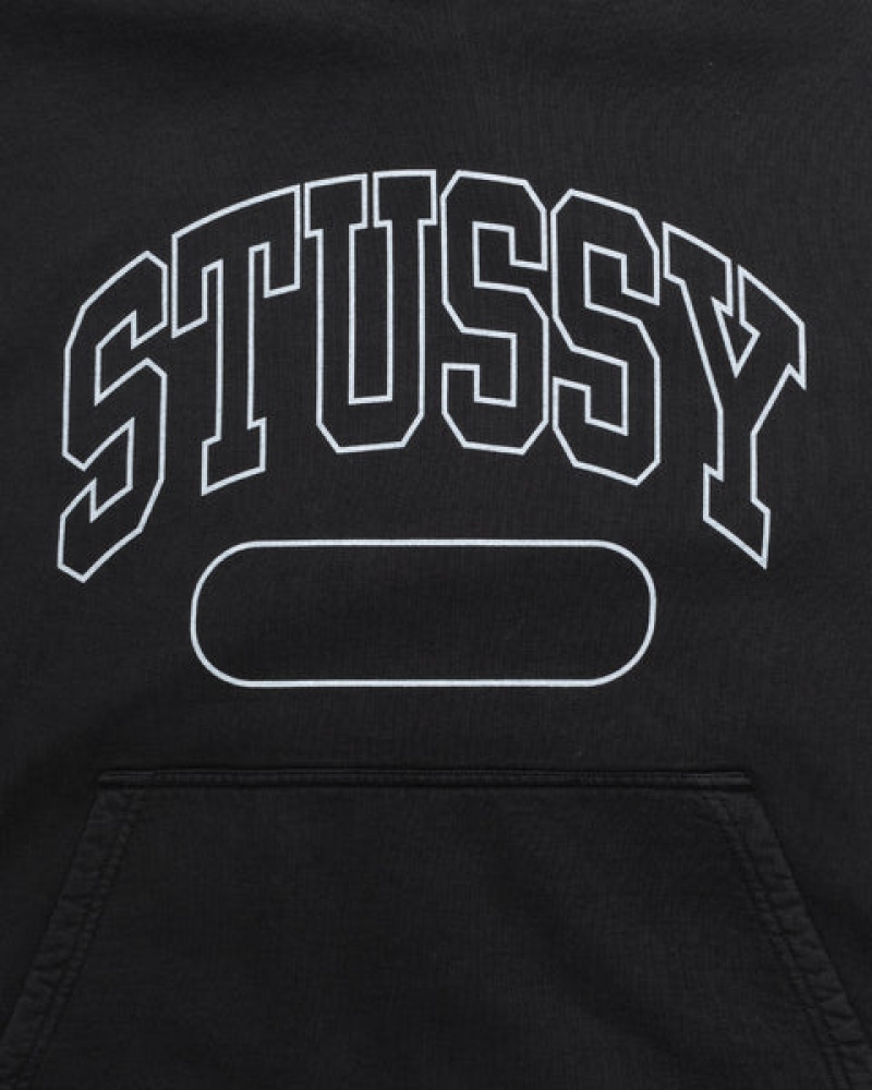 Stussy Ss Boxy Cropped Hoodie Men Hoodie Black | SMY-1080