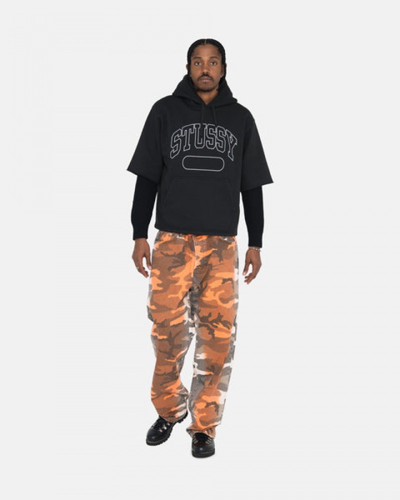 Stussy Ss Boxy Cropped Hoodie Men Hoodie Black | SMY-1080