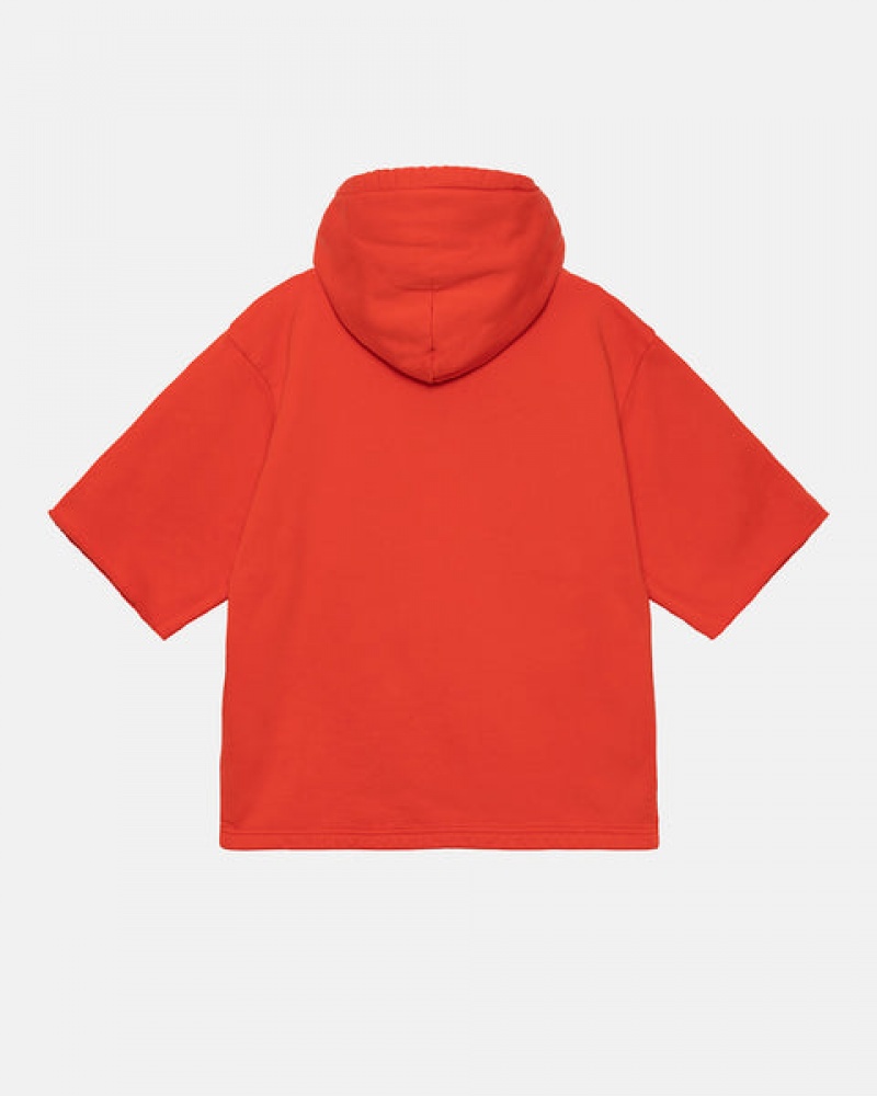 Stussy Ss Boxy Cropped Hoodie Men Hoodie Deep Orange | TGS-5048