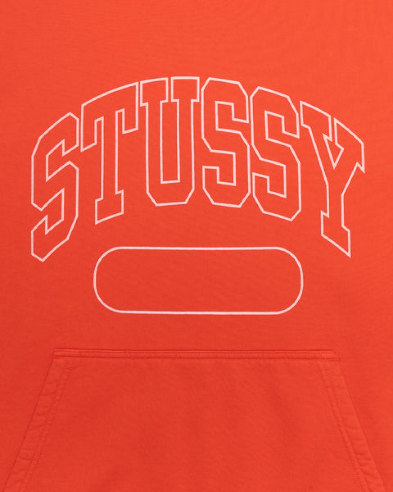 Stussy Ss Boxy Cropped Hoodie Men Hoodie Deep Orange | TGS-5048