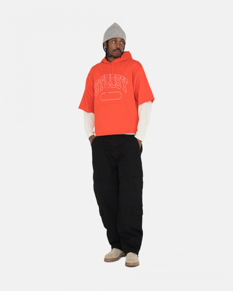 Stussy Ss Boxy Cropped Hoodie Men Hoodie Deep Orange | TGS-5048